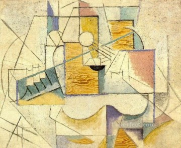 Guitar on a table II 1912 Pablo Picasso Oil Paintings